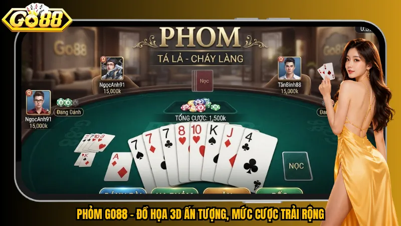 Phỏm Go88 – Đấu Trí Từng Lá, Săn Ù Cực Đỉnh 3 Phỏm Go88 – Đồ họa 3D ấn tượng, mức cược trải rộng
